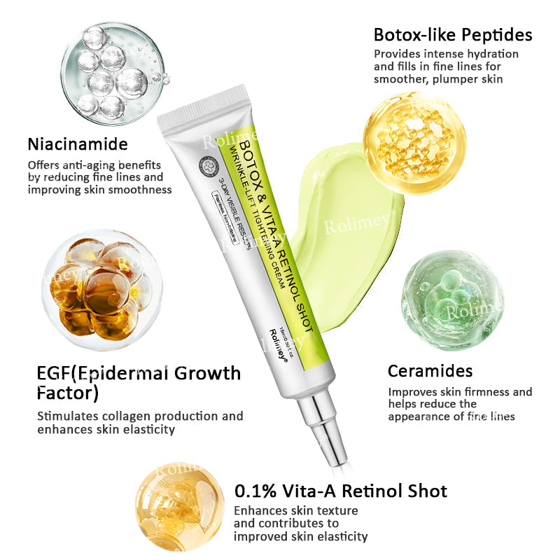 ☘️✨Made and shipped from Canada 💫Rolimey® Botox & Vita-A Retinol Shot Wrinkle-Lift Tightening cream - Last Day Promotion 70% OFF