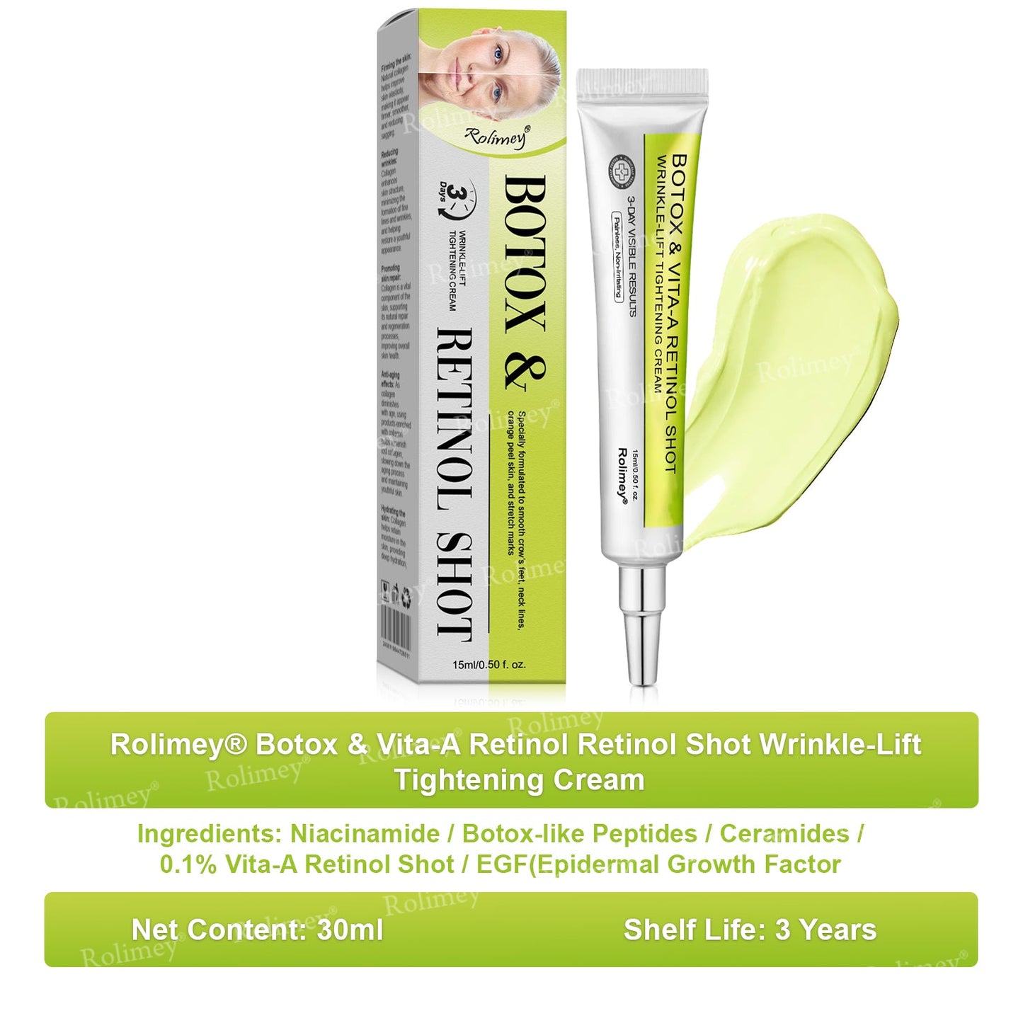 ☘️✨Made and shipped from Canada 💫Rolimey® Botox & Vita-A Retinol Shot Wrinkle-Lift Tightening cream - Last Day Promotion 70% OFF