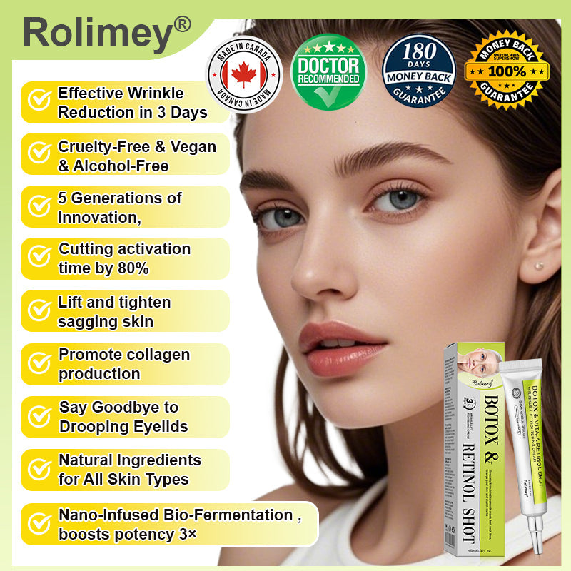 ☘️✨Made and shipped from Canada 💫Rolimey® Botox & Vita-A Retinol Shot Wrinkle-Lift Tightening cream - Last Day Promotion 70% OFF