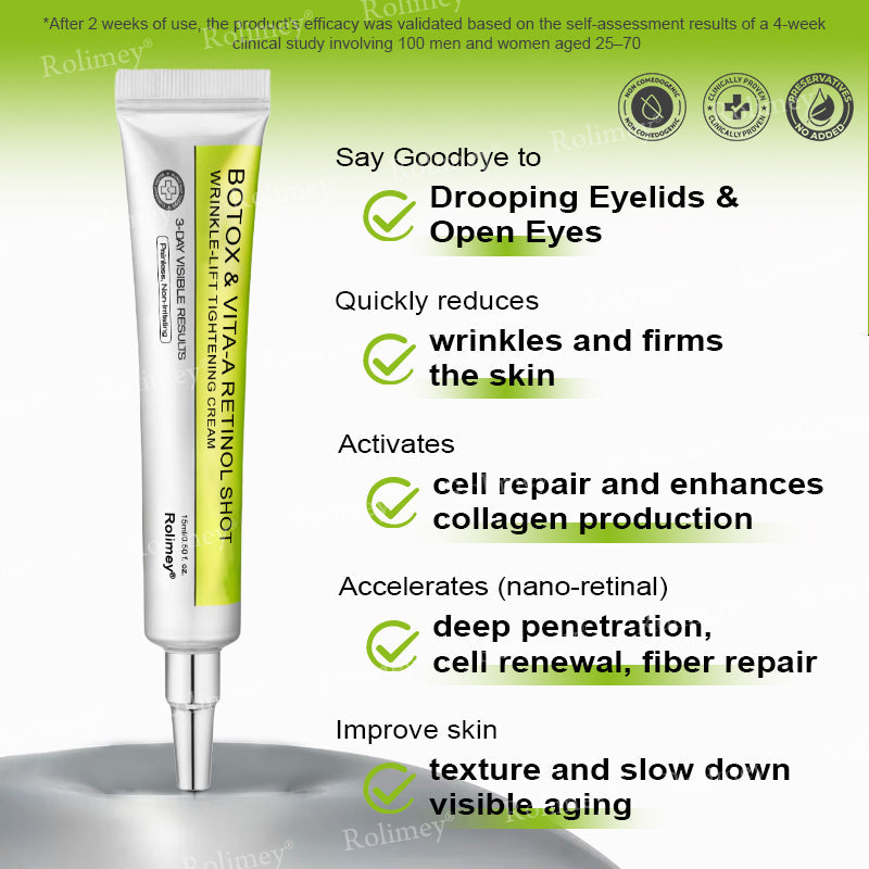 ☘️✨Made and shipped from Canada 💫Rolimey® Botox & Vita-A Retinol Shot Wrinkle-Lift Tightening cream - Last Day Promotion 70% OFF