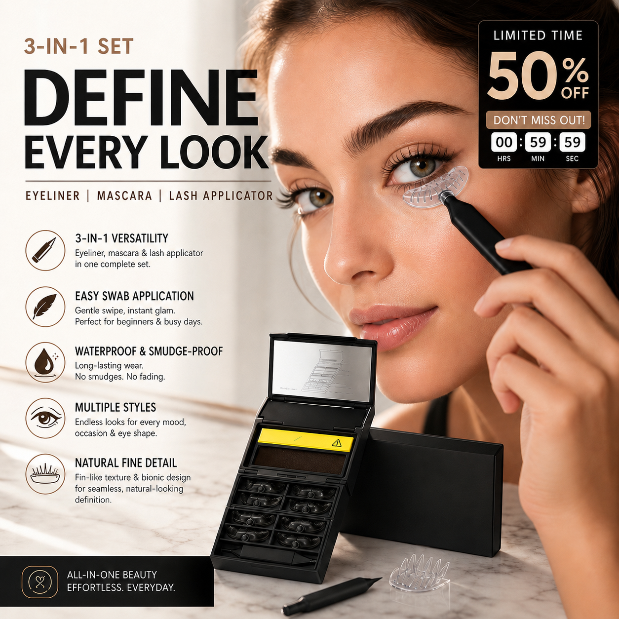 🥳2026 HOT SALE🔥 50% OFF!3-in-1 Kit: Eyeliner and Lower Lash Stamp